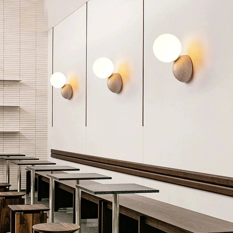 Applique murale led style grotte pierre rond créatif nordique - vue 5 sur 7