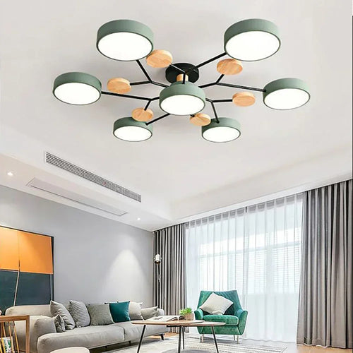plafonnier LED en bois design nordique pour intérieur élégant - vue 5 sur 22