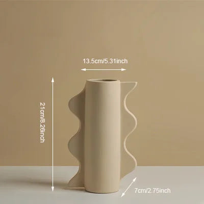vase en céramique géométrique nordique pour fleurs séchées décoration maison - vue 7 sur 11