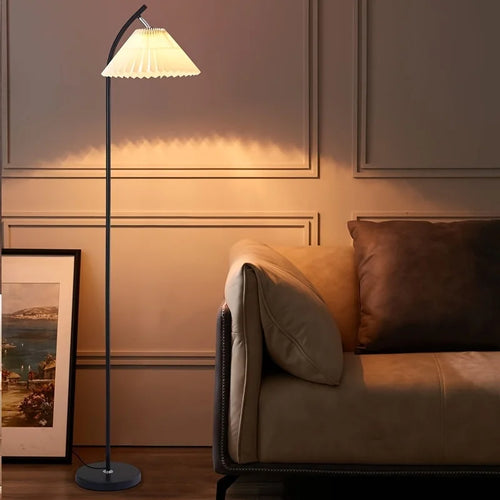 lampadaire nordique moderne abat-jour plissé pour décoration intérieure - vue 3 sur 7