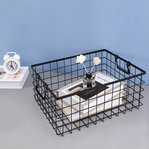panier de rangement multifonctionnel en fer noir pour bureau - vue 3 sur 6