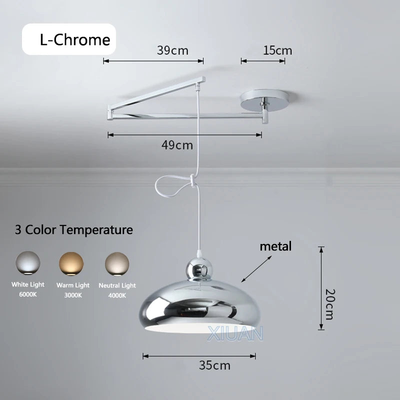 suspension moderne à bras oscillant led mobile - vue 17 sur 30
