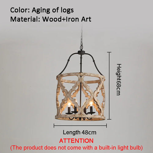lustre en bois créatif américain rural pour boutiques et restaurants - vue 9 sur 8