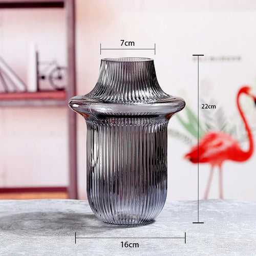 vase en verre dépoli à rayures pour décoration florale et hydroponique - vue 8 sur 12