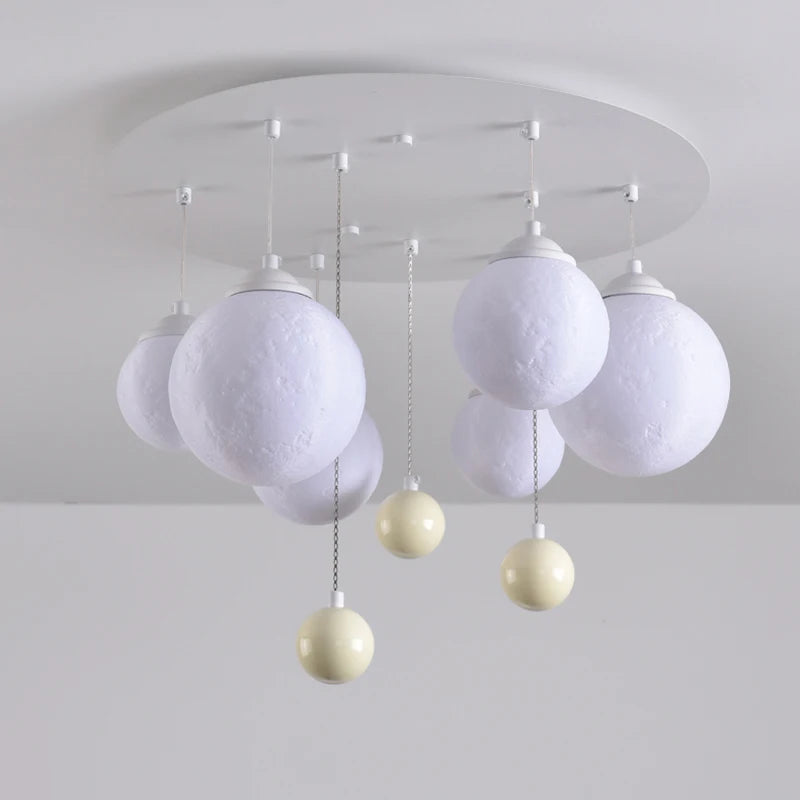 lustre design 3d led lune boule ronde suspension intérieur - vue 5 sur 10