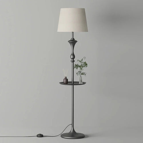Integrated Floor Lamp with Storage Rack, Coffee Table, LED Living Room Sofa, Bedroom Corner, American Retro Floor Lamp - vue 5 sur 8