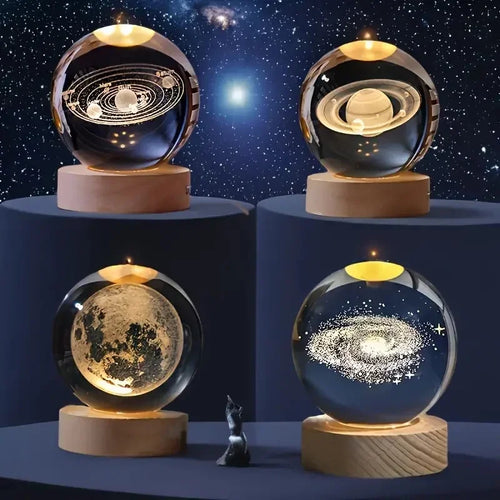boule de cristal 3D système solaire planète lumineuse cadeau passionnés espace - vue 5 sur 10