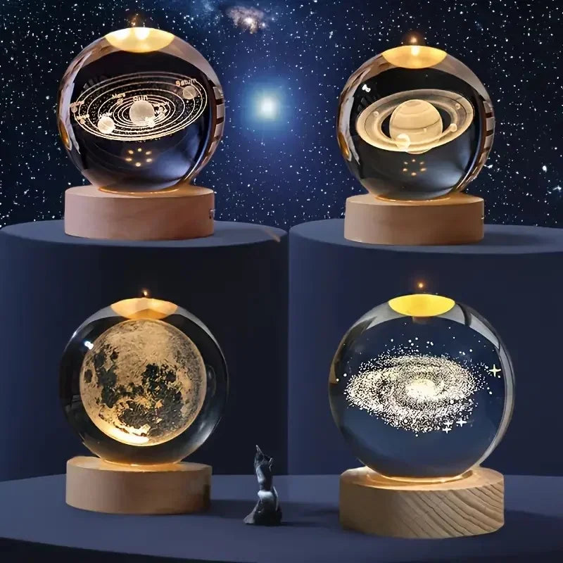 boule de cristal 3D système solaire planète lumineuse cadeau passionnés espace - vue 4 sur 10
