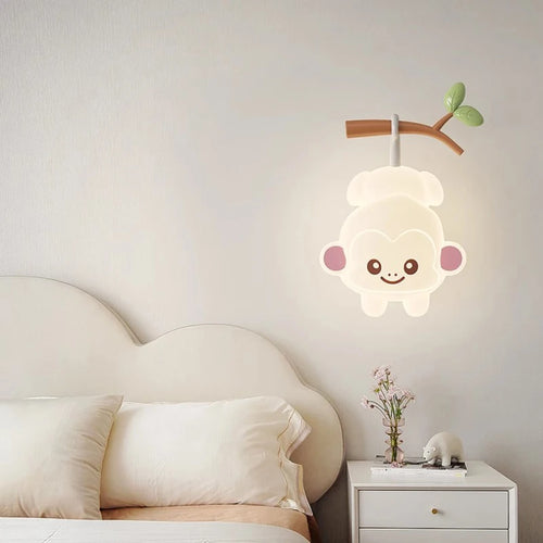 applique murale mignonne en forme de singe et ours pour enfant - vue 3 sur 9
