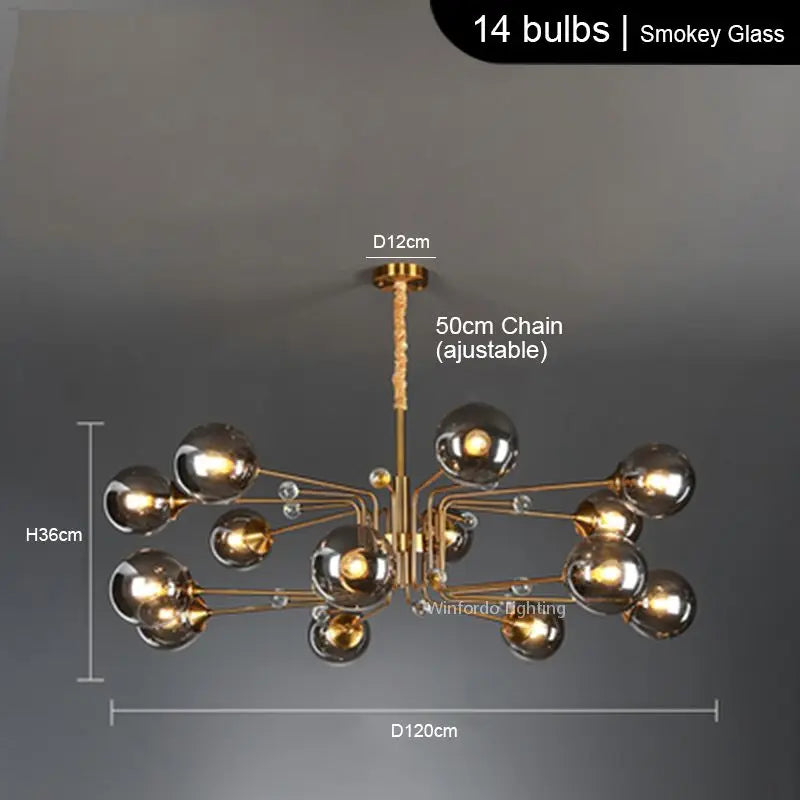 lustre led moderne 10 globes luminaire décoratif - vue 10 sur 18