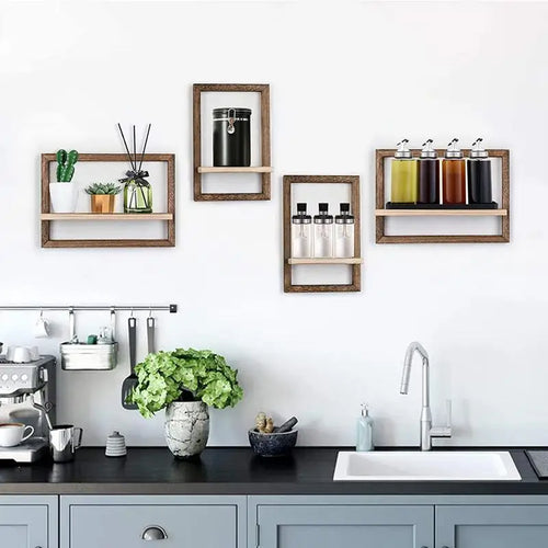 étagère murale flottante en bois design géométrique pour rangement intérieur - vue 2 sur 6