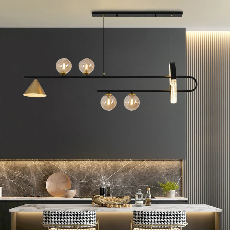 lustre style nordique moderne avec ampoule led en verre - vue 4 sur 8