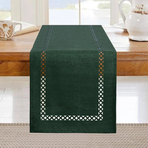 chemin de table lin ajoure style moderne repas - vue 9 sur 13