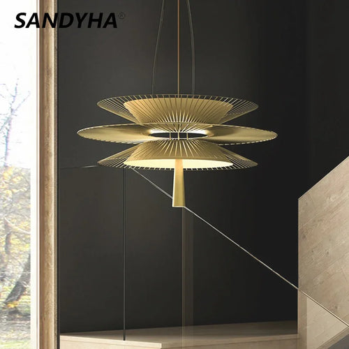 lustre de luxe sandyha led en métal lampe suspendue décorative - vue 4 sur 15