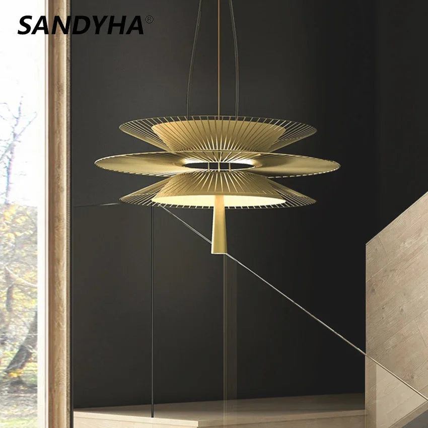 lustre de luxe sandyha led en métal lampe suspendue décorative - vue 3 sur 15