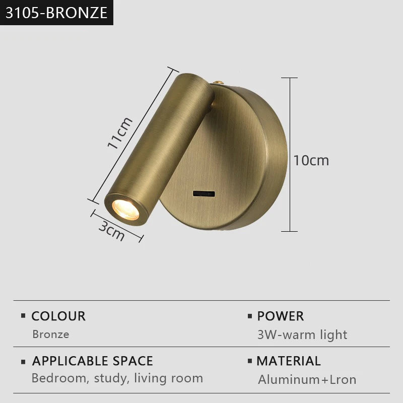 Applique murale led moderne réglable rotative pour lecture - vue 9 sur 12