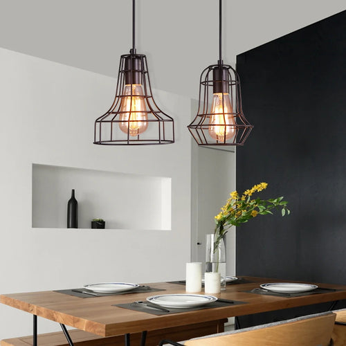 suspension industrielle vintage en fer pour restaurant bar loft - vue 6 sur 17