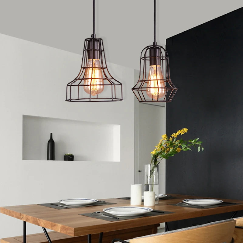 suspension industrielle vintage en fer pour restaurant bar loft - vue 5 sur 17