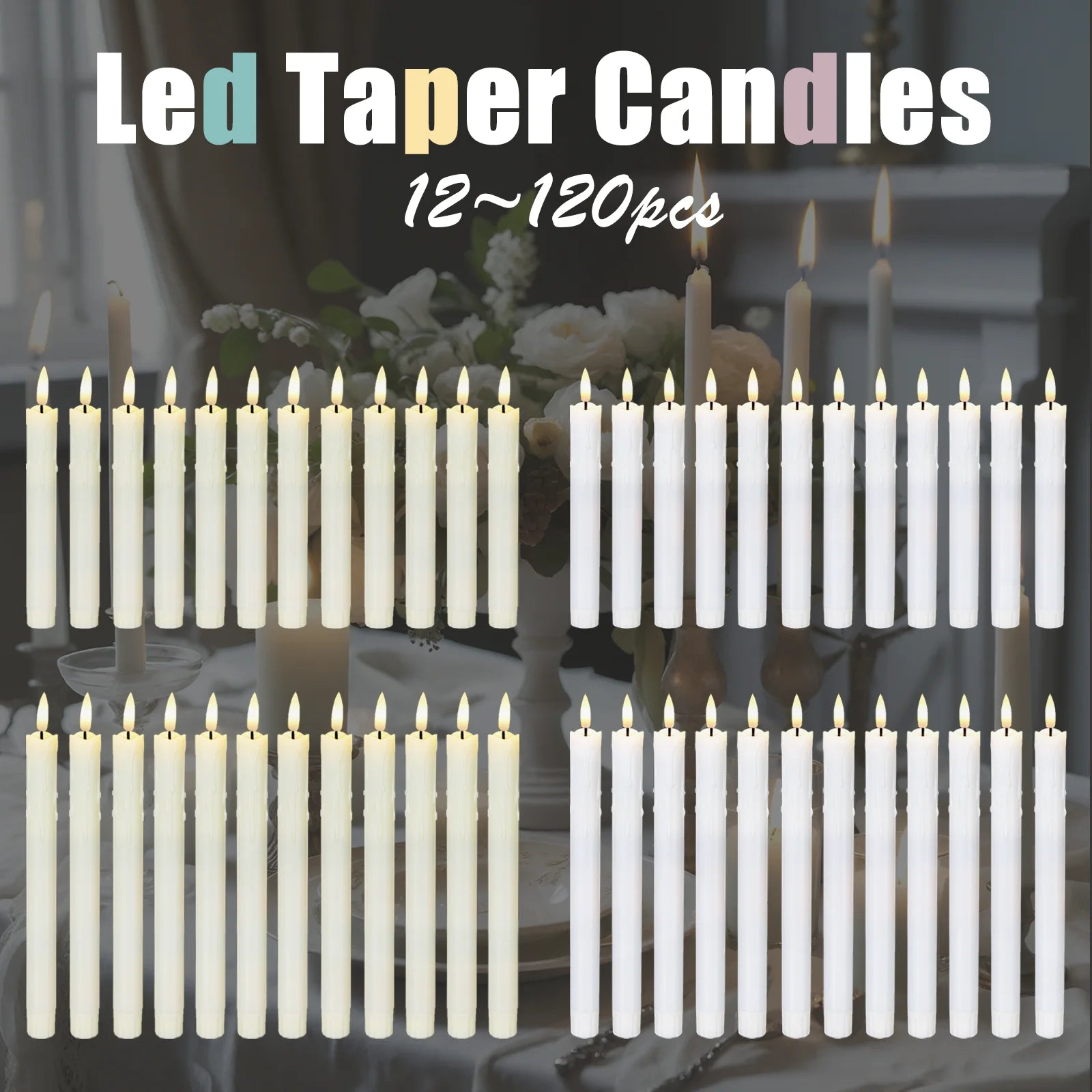 bougies LED décoratives scintillantes pour mariage et Halloween - vue 1 sur 14