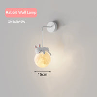 Suspension ours chevet enfant 3d lune lapin blanc veilleuse