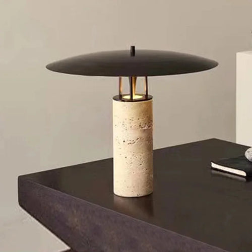 lampe à poser design en pierre de fer noir à LED - vue 3 sur 6