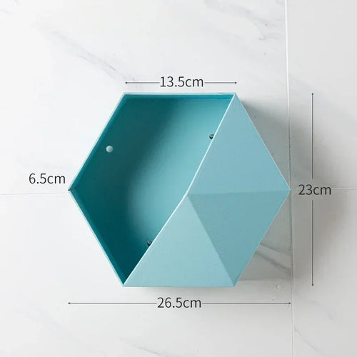 support mural en bois hexagonal pour livres et décorations - vue 12 sur 12