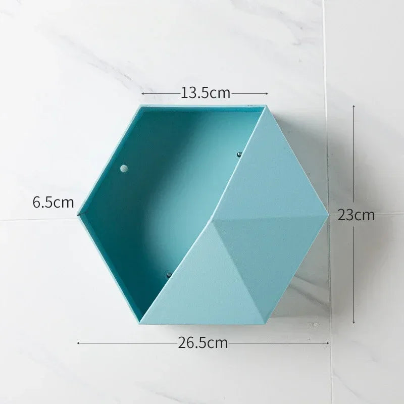 support mural en bois hexagonal pour livres et décorations - vue 11 sur 12
