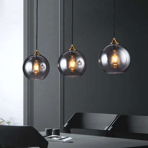 lustre nordique en verre fumé suspension simple luxe - vue 4 sur 26