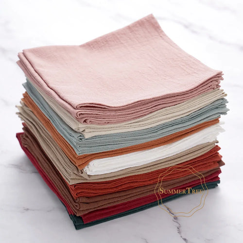 Serviette de table coton lavé vintage bord dentelle - vue 5 sur 7