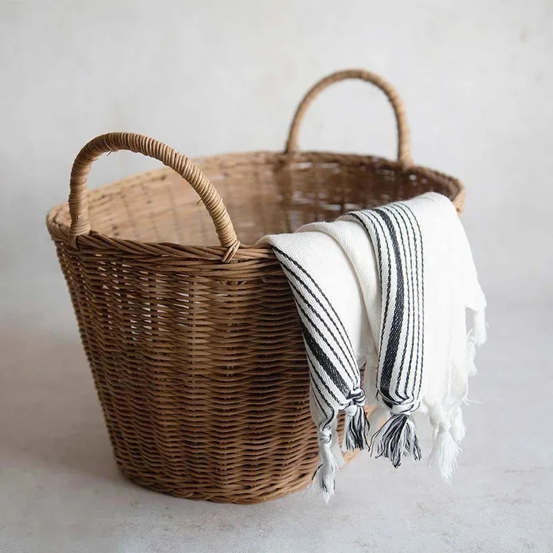 panier à linge en rotin naturel multifonction pour rangement et organisation - vue 3 sur 7