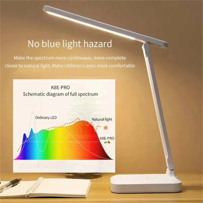 Lampe de Table pliable Led lampe de bureau 3 types réglable en continu tactile chevet lecture Protection des yeux veilleuse USB rechargeable - vue 3 sur 8