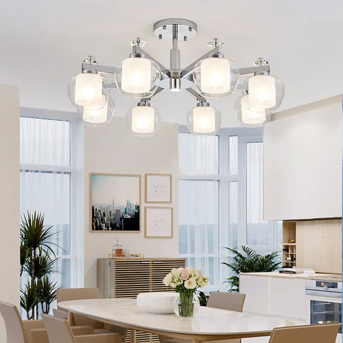 lustre design style fer forgé moderne chromé - vue 6 sur 6