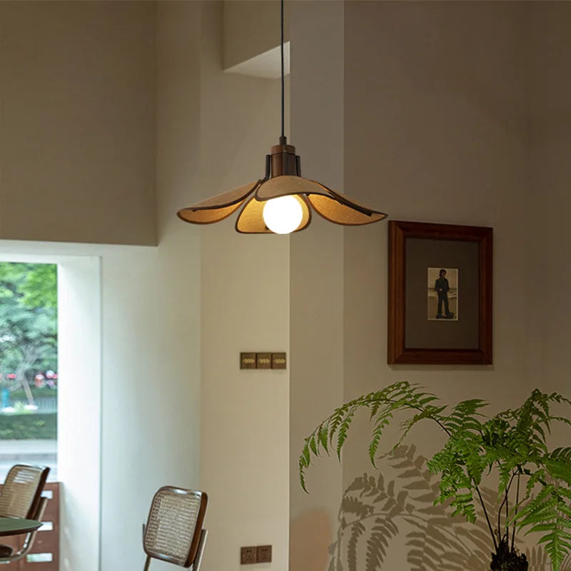 suspension en bois de lin de style asiatique du sud-est avec fil réglable - vue 4 sur 8