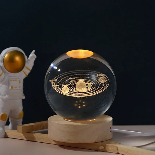 boule de cristal 3D système solaire planète lumineuse cadeau passionnés espace - vue 10 sur 10