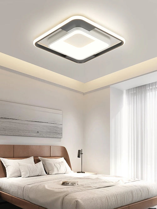 plafonnier led rectangulaire nordique avec télécommande à intensité variable - vue 5 sur 9
