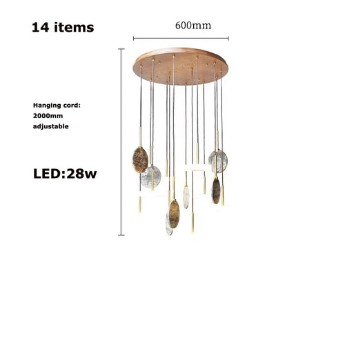 plafonnier en marbre et bois design moderne pour éclairage élégant - vue 11 sur 11
