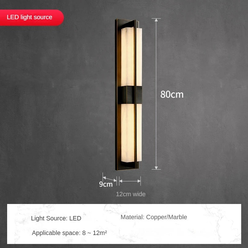 applique murale led en cuivre avec bande de marbre espagnole - vue 11 sur 12