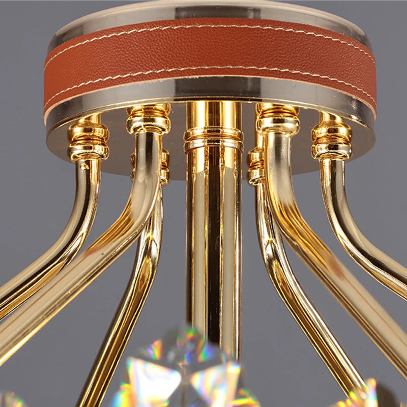 suspension en cristal et cuir pour éclairage moderne créatif de la maison - vue 10 sur 16