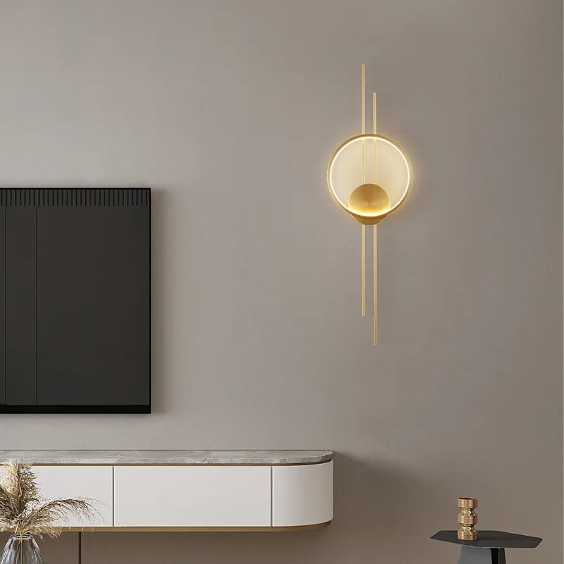 applique murale en laiton minimaliste trois intensités art déco - vue 2 sur 8