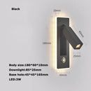 applique murale led rotative avec interrupteur pour lecture