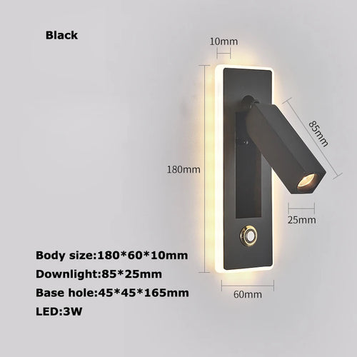 applique murale led rotative en laiton avec interrupteur usb - vue 9 sur 23