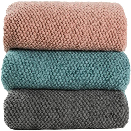 plaid tricoté uni style moderne pour canapé lit - vue 5 sur 4