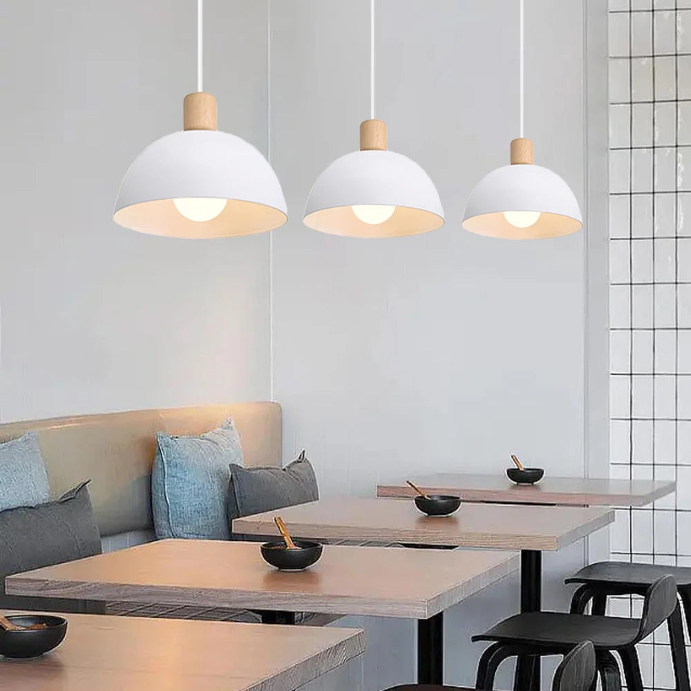 lustre nordique led en bois pour décoration maison - vue 3 sur 13