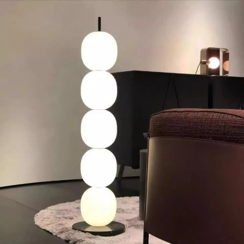 Mainkai lampadaire Nordic Gourde String Lampadaire pour Salon Chambre Étude Abat-Jour en Verre Blanc Lampadaire Design - vue 2 sur 8
