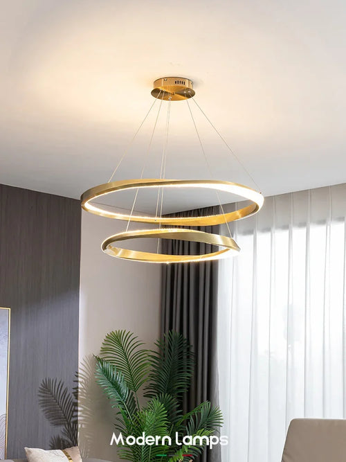Living room lamps light luxury lamps modern minimalist atmosphere minimalist circle combination hall Italian ring chandelier - vue 3 sur 12