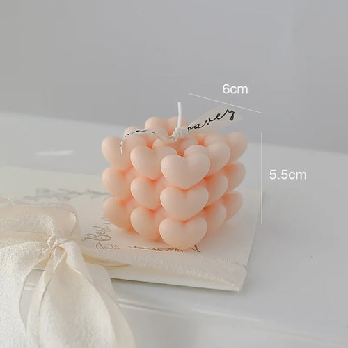 bougie parfumée cube cœur en cire de soja fait main décorative - vue 7 sur 11
