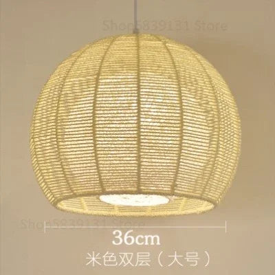 luminaire led nordique moderne en fer et corde de chanvre - vue 13 sur 14