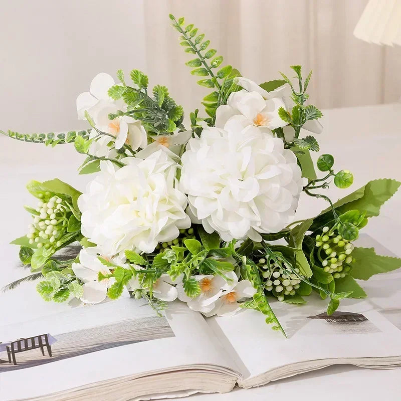bouquet de chrysanthèmes en soie pour décoration de jardin - vue 6 sur 13