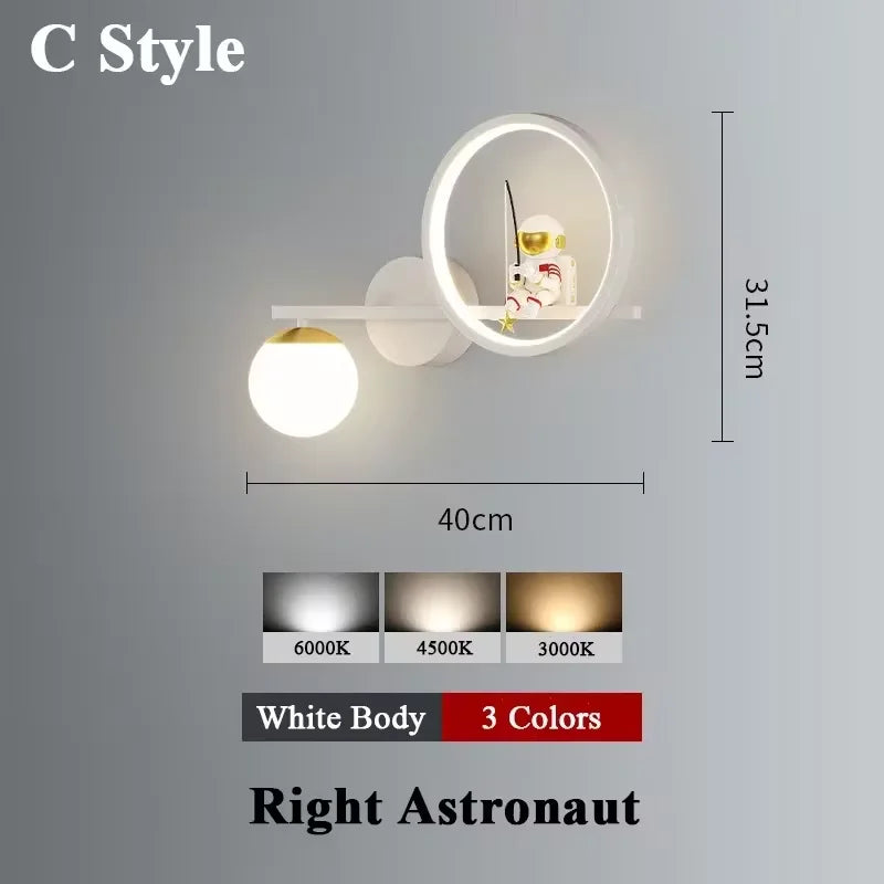 applique murale led créative lune astronaute décoration pour enfant - vue 23 sur 23