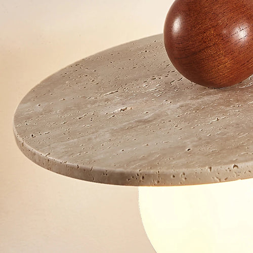 lustre rond en pierre et bois pour diverses utilisations - vue 7 sur 7